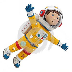 Cartoon astronaut floating in space photo