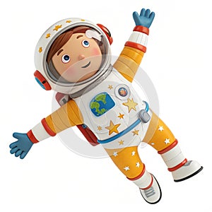 Cartoon astronaut floating in space photo