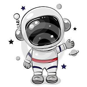 Cartoon astronaut isolated on a white background