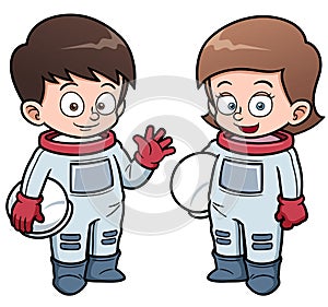 Cartoon astronaut kids