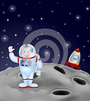 Cartoon Astronaut landing on the moon photo