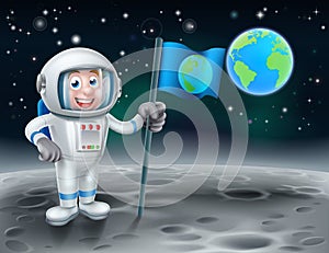 Cartoon Astronaut On the Moon