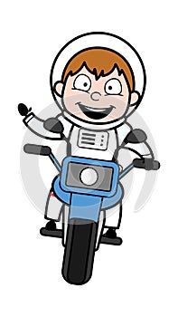 Cartoon Astronaut Riding Motorbike