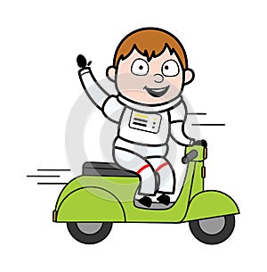 Cartoon Astronaut Riding Scooter
