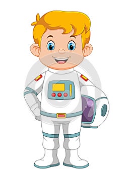 Cartoon astronaut standing on white background