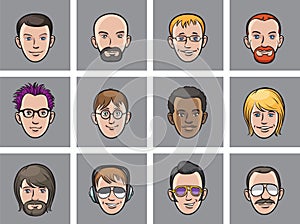 Cartoon avatar men faces