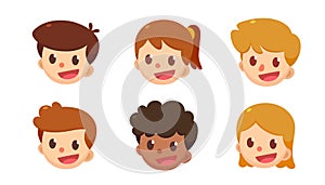 Cartoon avatar set. Cute boys and girls in different styles.