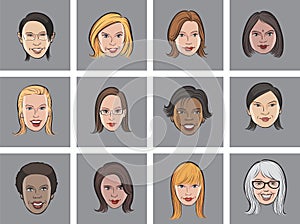 Cartoon avatar women faces photo