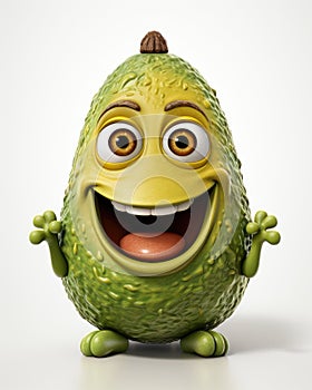 a cartoon avocado with big eyes and a smile. generative ai