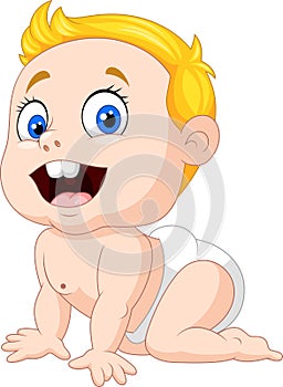 Cartoon baby boy crawling