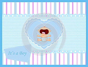 Cartoon baby boy crying card