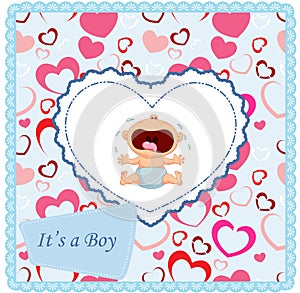 Cartoon baby boy crying card