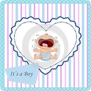 Cartoon baby boy crying card