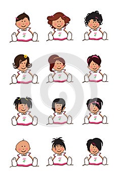 CARTOON BABY CHILD IN DIFFERENT HAIRCUTS