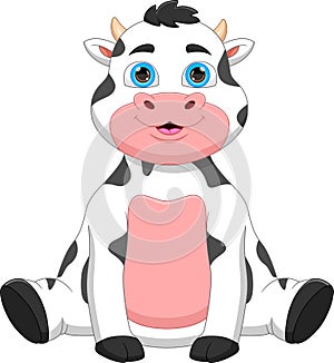 Cartoon baby cow on white background