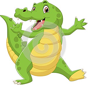 Cartoon baby crocodile waving
