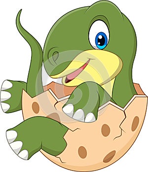 Cartoon baby dinosaur hatching