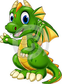 Cartoon baby dragon presenting