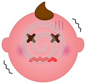 Cartoon baby face emoticon illustration / sick, poor condition