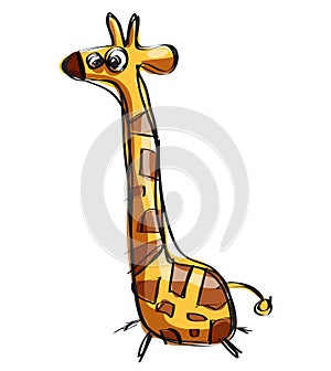 Cartoon baby giraffe in a naif childish drawing style photo