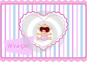 Cartoon baby girl crying card