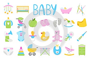 Cartoon baby icon set