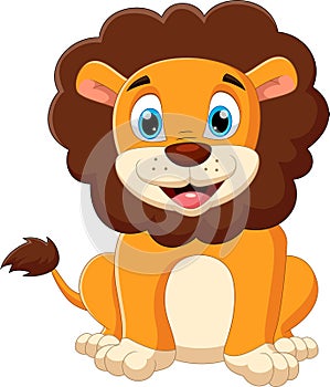 Cartoon baby lion posing with smile