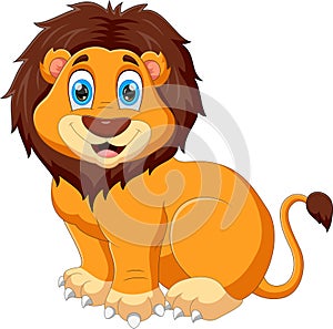 Cartoon baby lion posing smiling