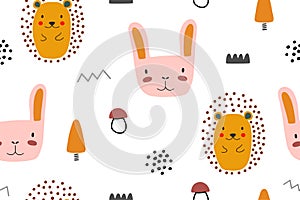 Cartoon baby pattern with animals