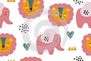 Cartoon baby pattern with animals