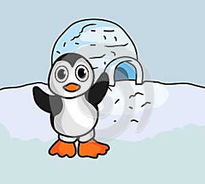 Cartoon Baby Penguin illustration Vector