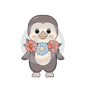 Cartoon baby penguin. Isolated vector illustration