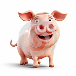 Cheerful 3d Render Of A Hyper-realistic Pixar Pig photo