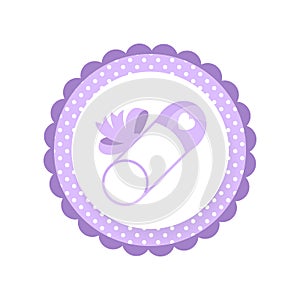 Cartoon Baby safety pin with a ribbon bow