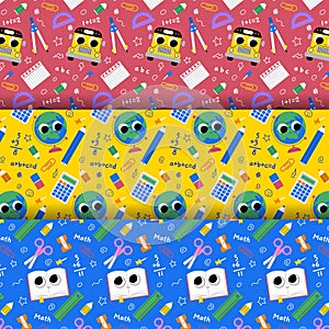 cartoon back school pattern collection vector design illustration