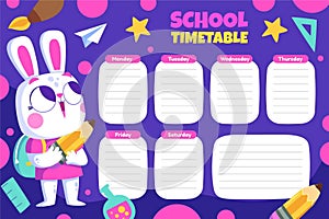 cartoon back school vector design timetable template