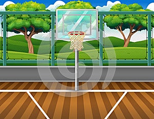 Cartoon background of basketball court for game