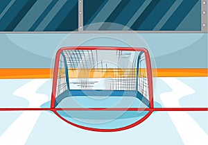 Cartoon background of ice hockey rink.