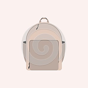 Cartoon backpack. Doodle rucksack with pockets and zipper, flat fashion city bag, school satchel. Vector illustration