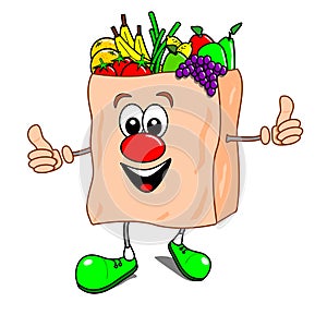 Cartoon bag of fruit & veg