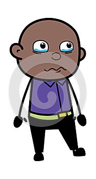 Cartoon Bald Black Man Crying