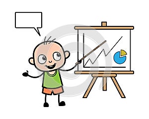 Cartoon Bald Boy with Presentation Baord