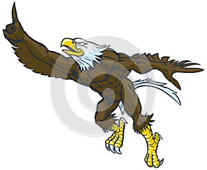 Cartoon Bald Eagle Mascot Doing Number One Gesture