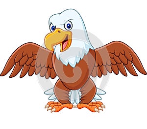 Cartoon bald eagle with wings extended