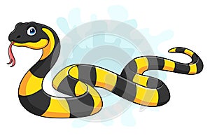 Cartoon Banded Krait Bungarus Fasciatus snake