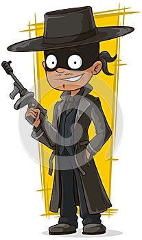 Cartoon bank robber in black mask