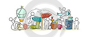 Cartoon banner - little people traveling