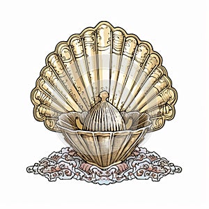 Cartoon baptismal shell with significance and design