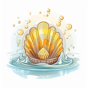 Cartoon baptismal shell with water and significance