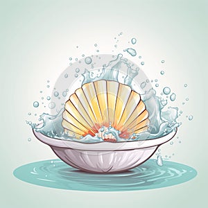 Cartoon baptismal shell with water and significance